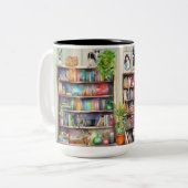 猫や本が大好きな女の子 ツートーンマグカップ (正面左)