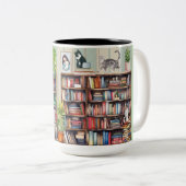 猫や本が大好きな女の子 ツートーンマグカップ (正面右)