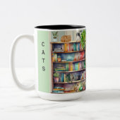猫や本が大好きな女の子 ツートーンマグカップ (左)