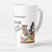 猫や本が好きな女の子 カフェラテマグ (右アングル)