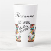 猫や本が好きな女の子 カフェラテマグ (正面)