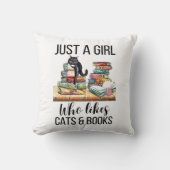 猫や本が好きな女の子 クッション (正面)