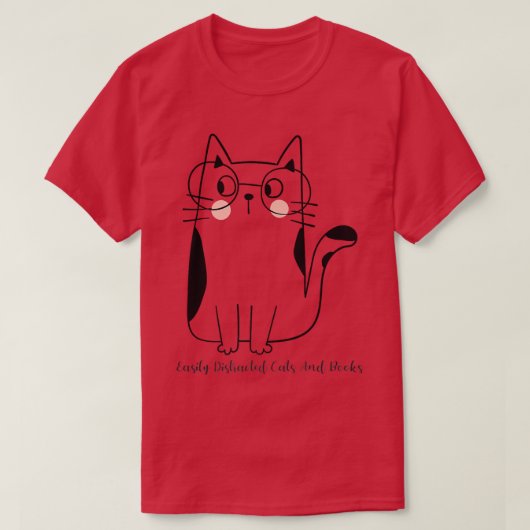 猫や本が気になる Tシャツ (デザイン正面)