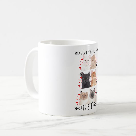 猫や本に気を取られやすい コーヒーマグカップ (正面左)