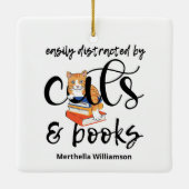 猫や本に気を取られやすい セラミックオーナメント (裏面)