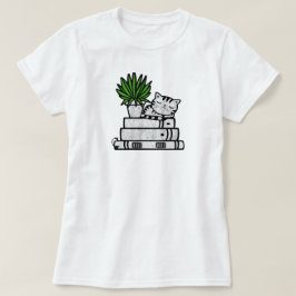 猫や本に気を取られやすい | ブックの愛好家 Tシャツ