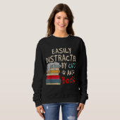 猫や本に気を取られやすい – Cat & Book スウェットシャツ (正面フル)