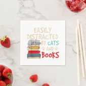 猫や本に気を取られやすい – Cat _ Book スタンダードカクテルナプキン (インサイチュ)