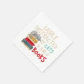 猫や本に気を取られやすい – Cat _ Book スタンダードカクテルナプキン (角)