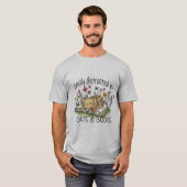 猫や本に気を取られやすい Tシャツ (正面フル)