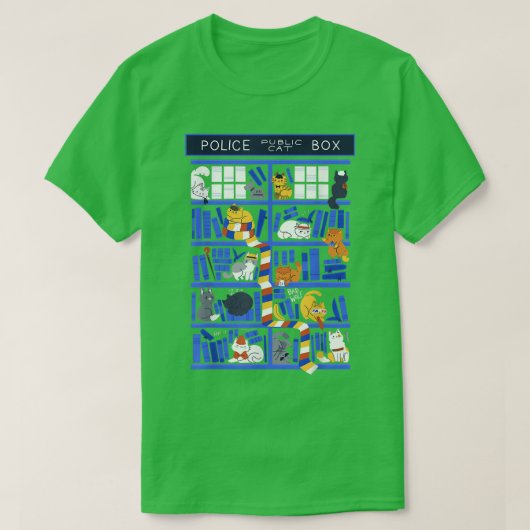 猫や本に気を取られやすいCat & Book L Tシャツ (デザイン正面)