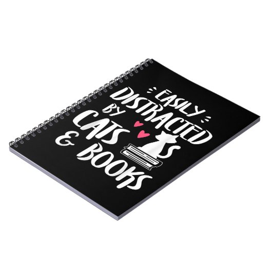 猫や本に気を取られる – Cat & Book L ノートブック (左側)