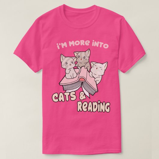 猫や本の猫好き読に興味がある Tシャツ (デザイン正面)