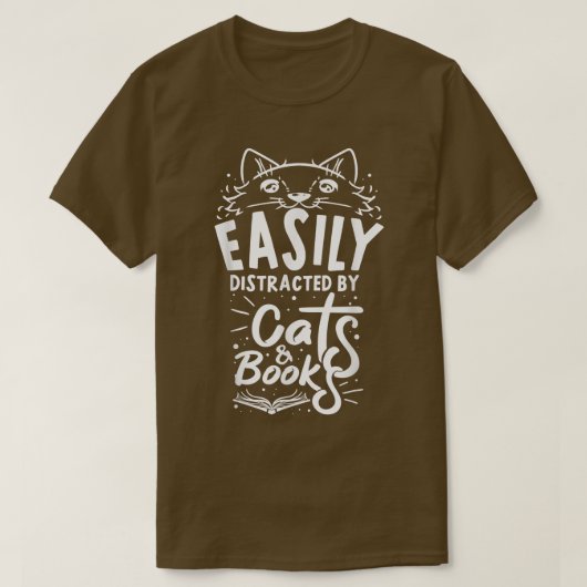 猫や本のTシャツに気を使いやすい Tシャツ (デザイン正面)