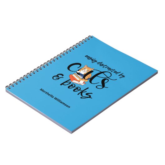 猫や本パーソナライズされたに気を取られやすい ノートブック (左側)