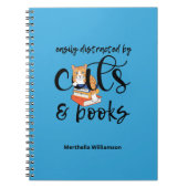 猫や本パーソナライズされたに気を取られやすい ノートブック (正面)