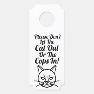 猫や警官を放さないで!おもしろい ドアノブサイン
