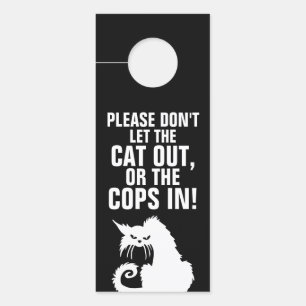猫や警官を放さないで!おもしろい ドアノブサイン