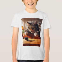 猫よくはしゃぐがマウスでポンと鳴る – おもしろい Cartoon Desi トライブレンドTシャツ