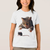 猫よくはしゃぐがマウスでポンと鳴る – おもしろい Cartoon Desi トライブレンドＴシャツ (正面)