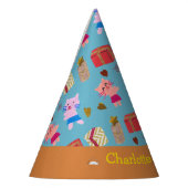 猫よくはしゃぐとギフトブルーのオレンジ子供の誕生日 パーティーハット (左)