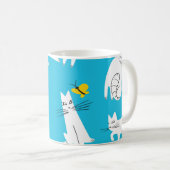 猫よくはしゃぐと蝶の柄 コーヒーマグカップ (正面右)