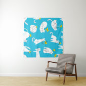 猫よくはしゃぐと蝶の柄 タペストリー (インサイチュ(横))