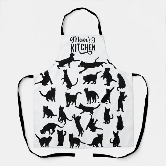 猫よくはしゃぐデザインかわいい猫好き エプロン (正面)