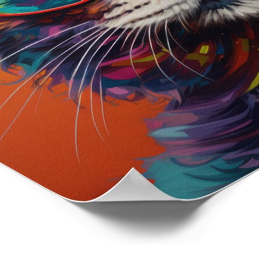 猫よくはしゃぐポスター鮮やか- Pet Art for ポスター (角)