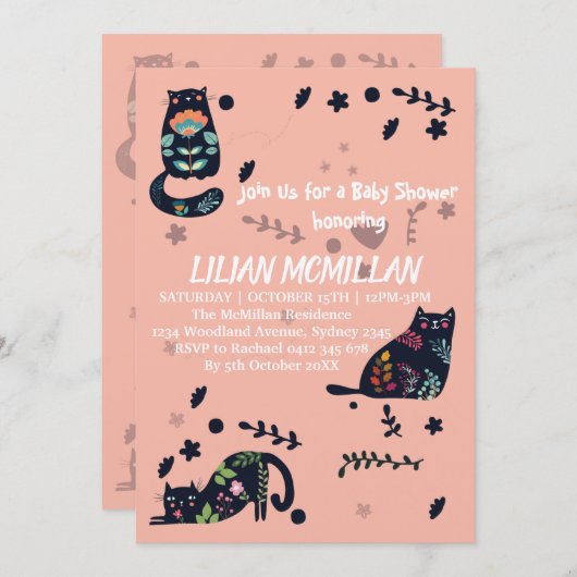 猫よもしねこおもしろい招待状 招待状 (正面/裏面)