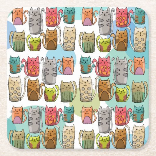 猫よ！ スクエアペーパーコースター (正面)