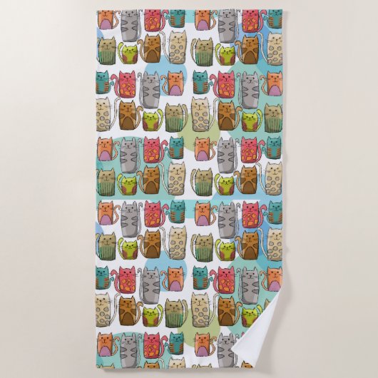 猫よ！ ビーチタオル (正面)