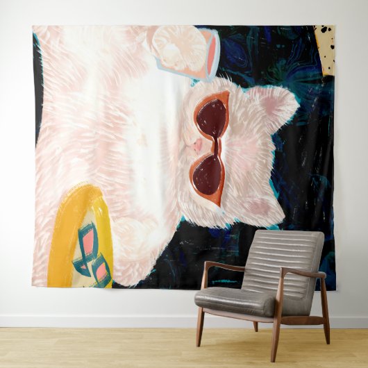 猫らしさ | 動物が猫を飼う タペストリー (インサイチュ(横))