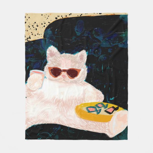 猫らしさ | 動物が猫を飼う フリースブランケット (正面)