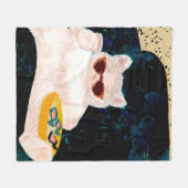 猫らしさ | 動物が猫を飼う フリースブランケット (正面(横))