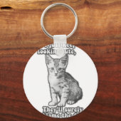 猫をおもしろい飼っていて子猫好きのかわいい猫ミーム キーホルダー (正面)