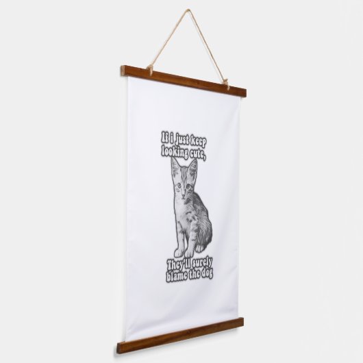 猫をおもしろい飼っていて子猫好きのかわいい猫ミーム 吊り下げ型タペストリー (傾斜あり)