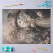 猫をお洒落ヴィンテージスタイルの装いで切り離す 薄葉紙 (クラフト)