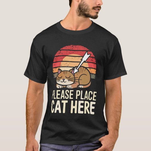 猫をここに置いてください 猫 Tシャツ (正面)