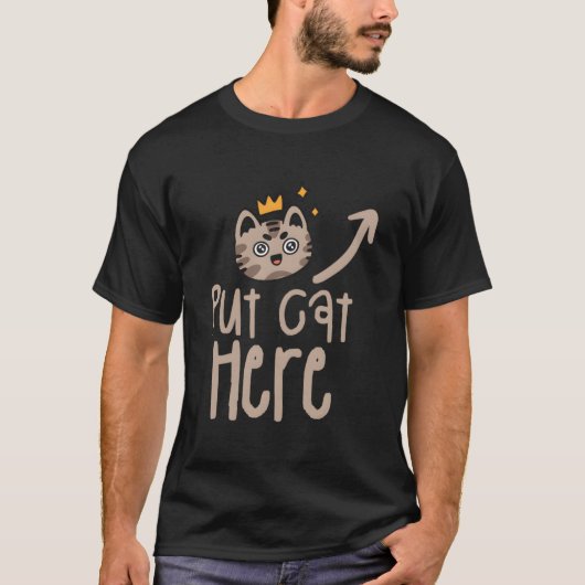 猫をここに 猫 動物 Tシャツ (正面)
