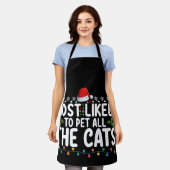 猫をたくさん撫でるクリスマス家族 エプロン (着用した状態)