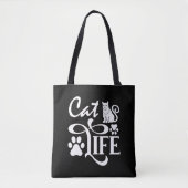 猫をなでる トートバッグ (正面)