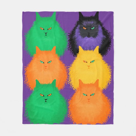 猫をジャッジする フリースブランケット (正面)