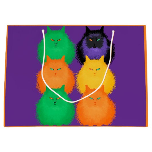 猫をジャッジする ラージペーパーバッグ (正面)