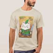 猫をスクーターで描く Tシャツ (正面)