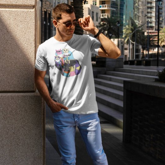 猫をスクーターで描く Tシャツ