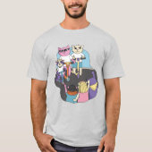 猫をスクーターで描く Tシャツ (正面)