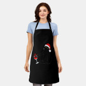 猫をテーマにしたクリスマスセー男性へター女性ワインロー エプロン (着用した状態)