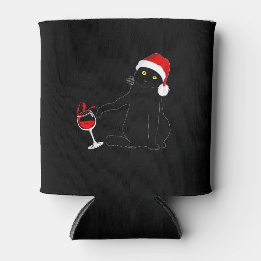 猫をテーマにしたクリスマスセー男性へター女性ワインロー 缶クーラー (正面)