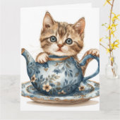 猫をテーマにしたグリーティングカード カード (黄色い花)